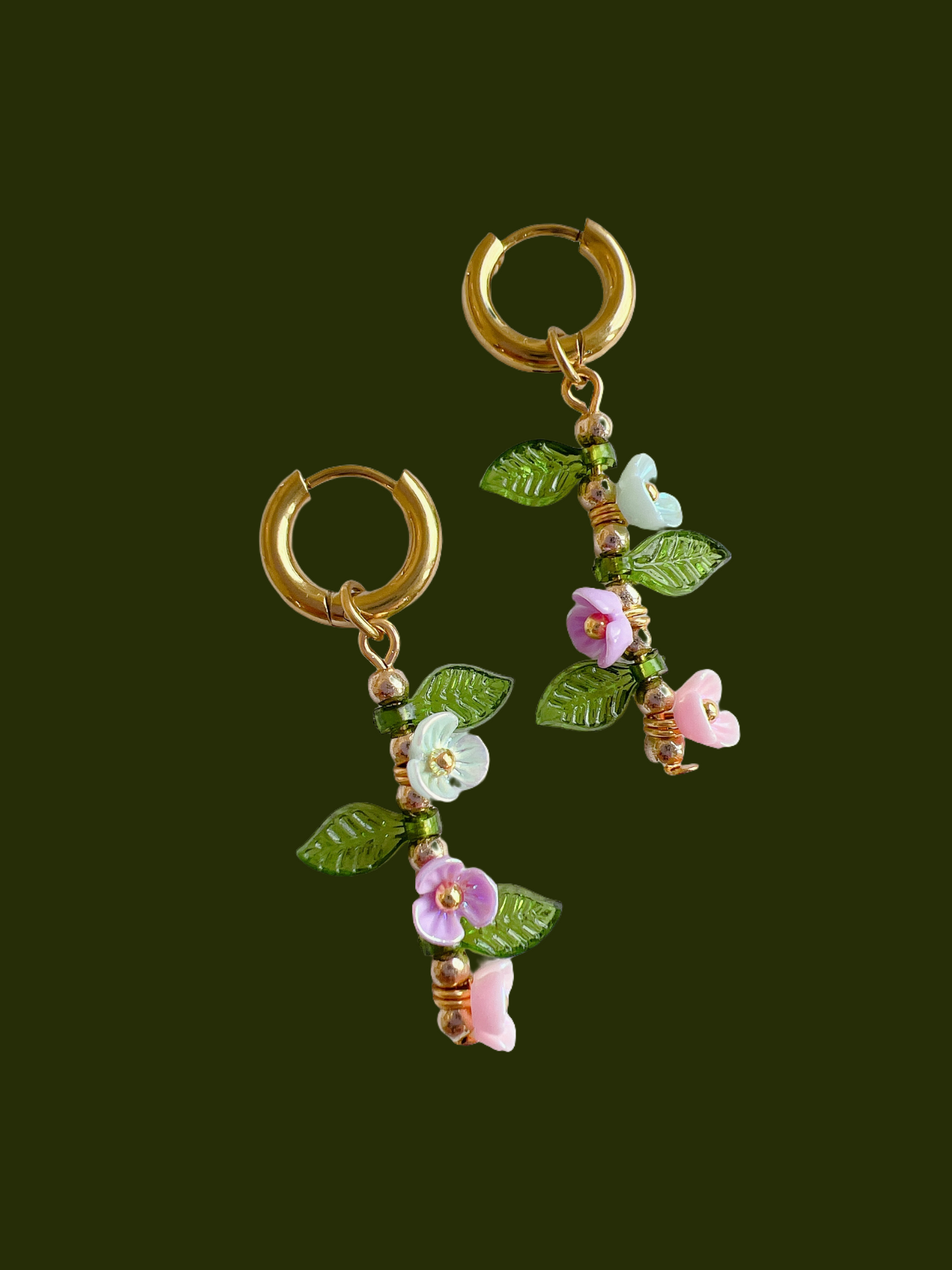 “Floral Elegance” - Floral Gold Hoop Earrings