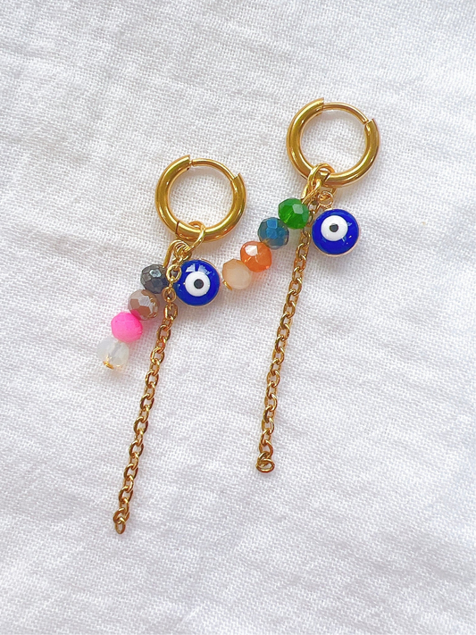 Mismatch Greek Evil Eye Hoops