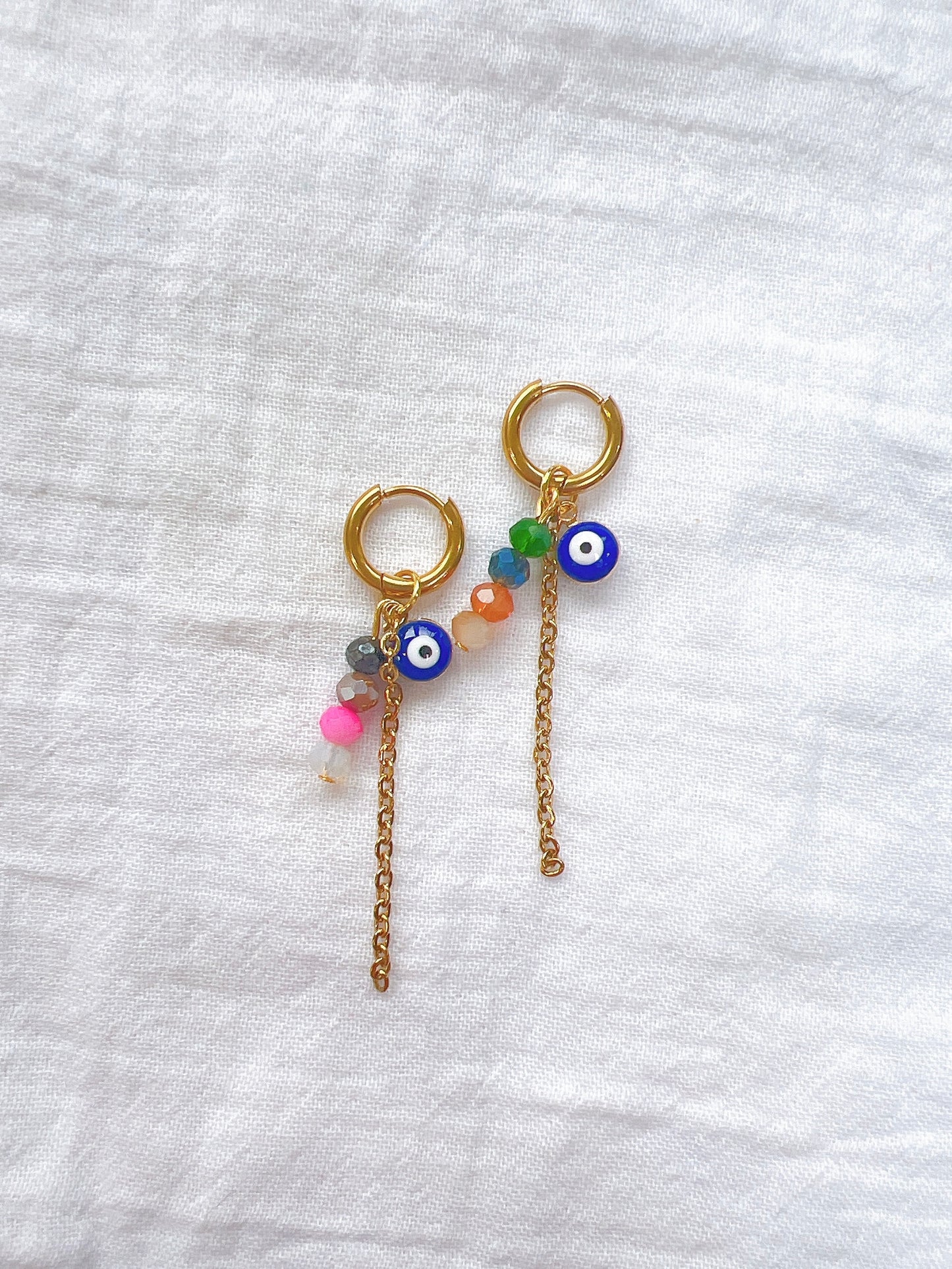 Mismatch Greek Evil Eye Hoops