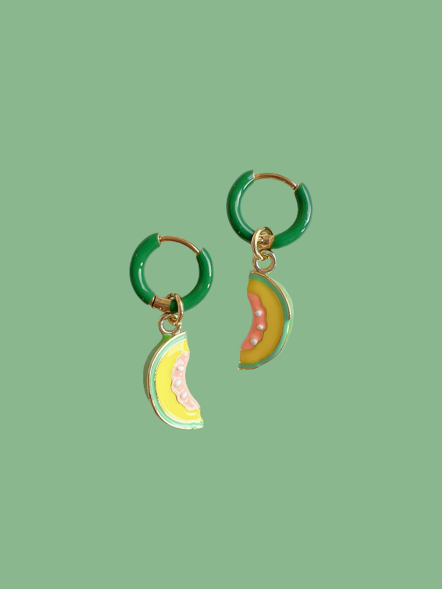 “Watermelon Shuga” - Green Hoop Earrings