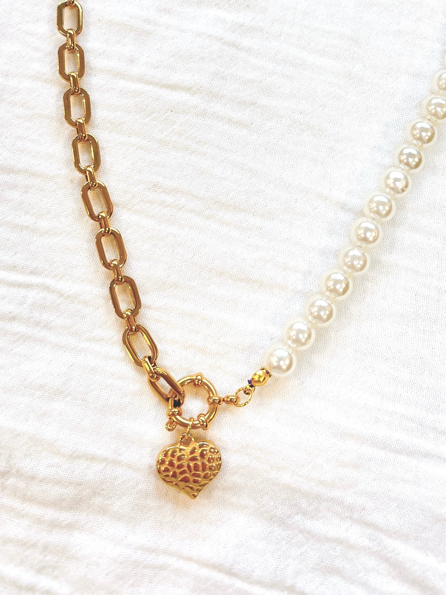 Half and Half Gold Chain (Faux Pearl)