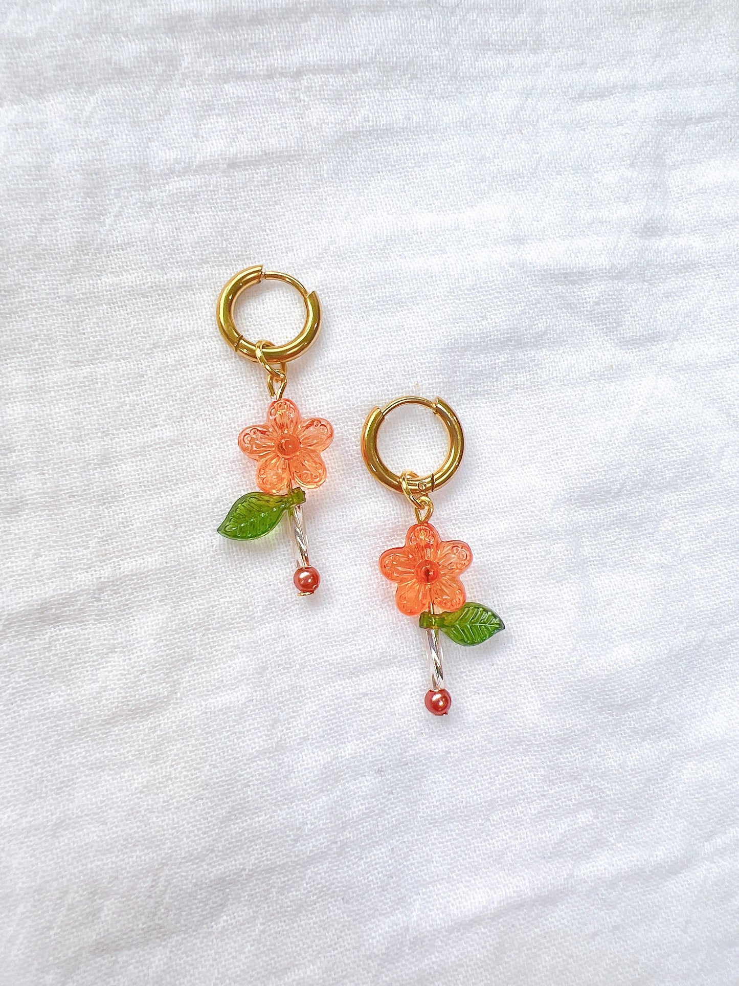 “Bláth” - Orange Flower Hoops