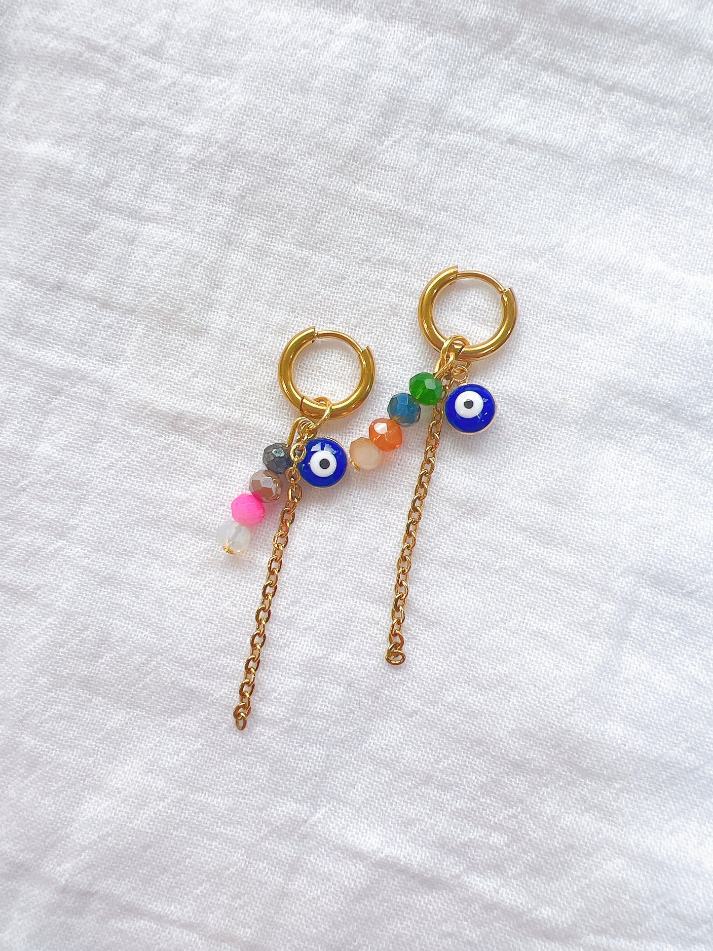 Mismatch Greek Evil Eye Hoops