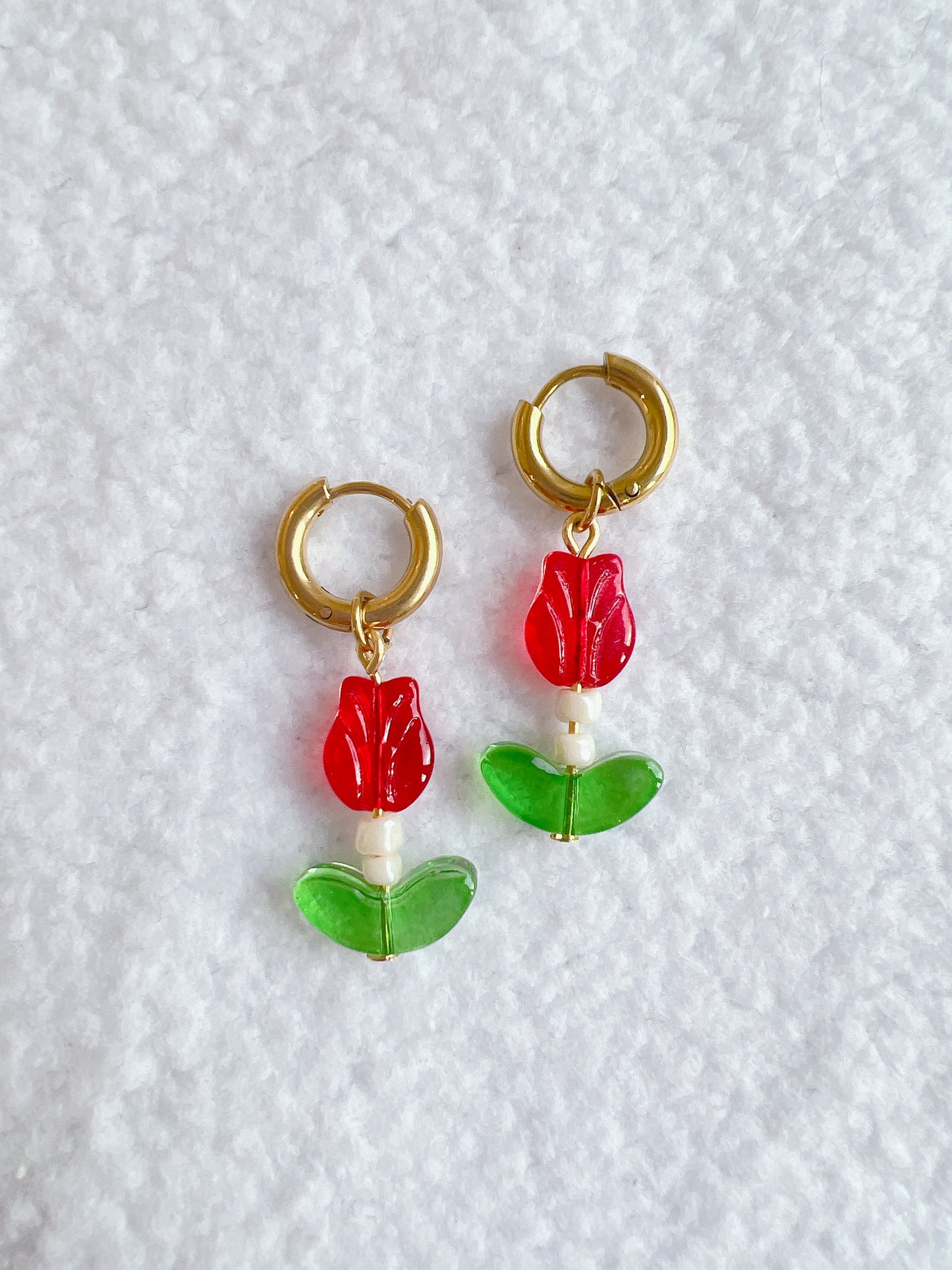 “Tulip Bloom” - Gold Huggie Hoop Earrings