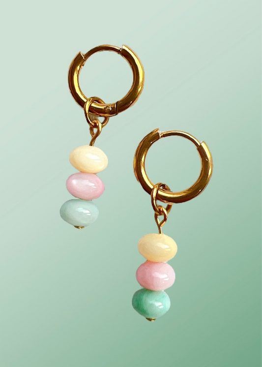 “Candy Pop” - Candy Colour Simple Beaded Hoops