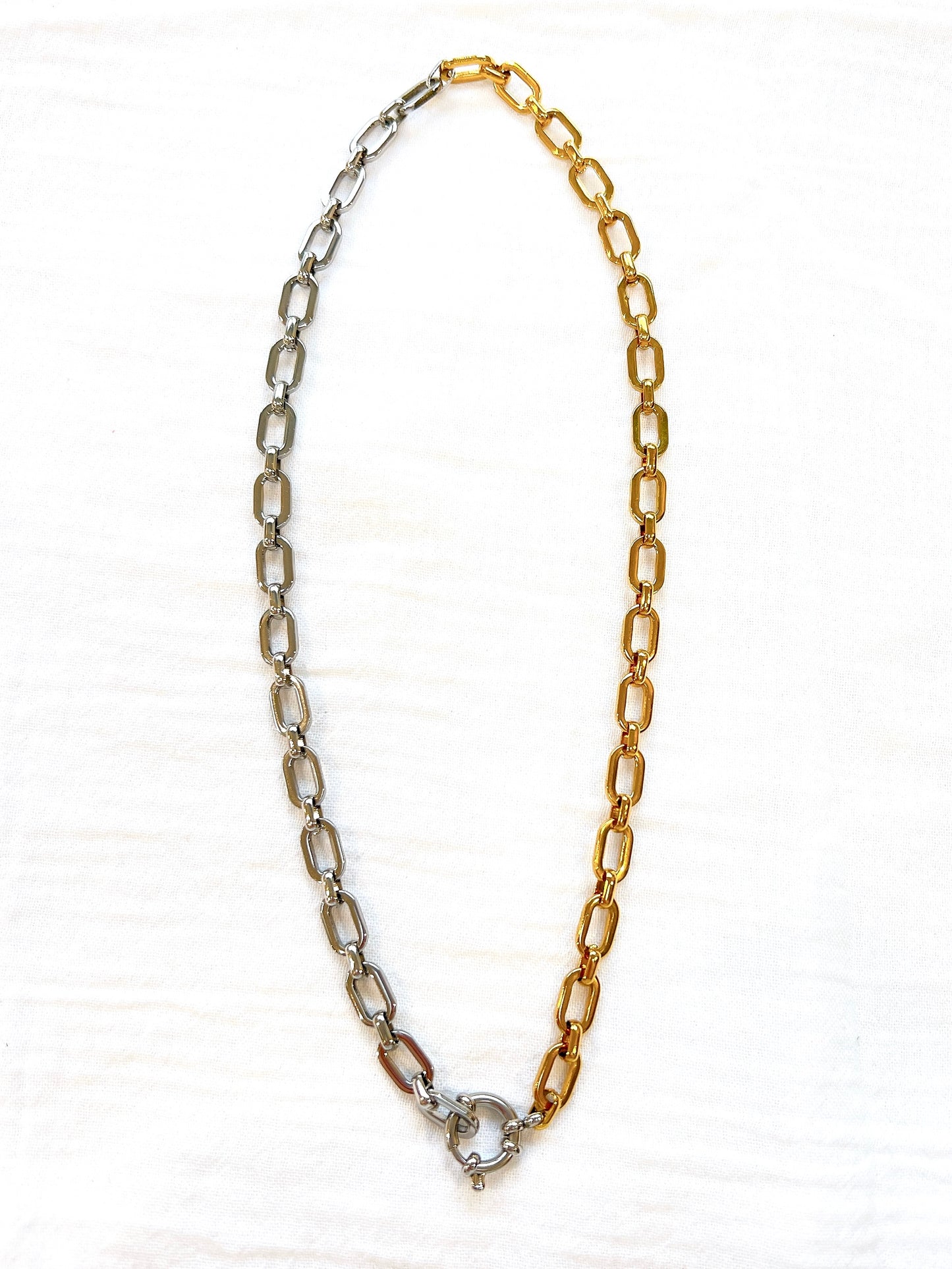 Half and Half Mixed Metal Chunky Chain