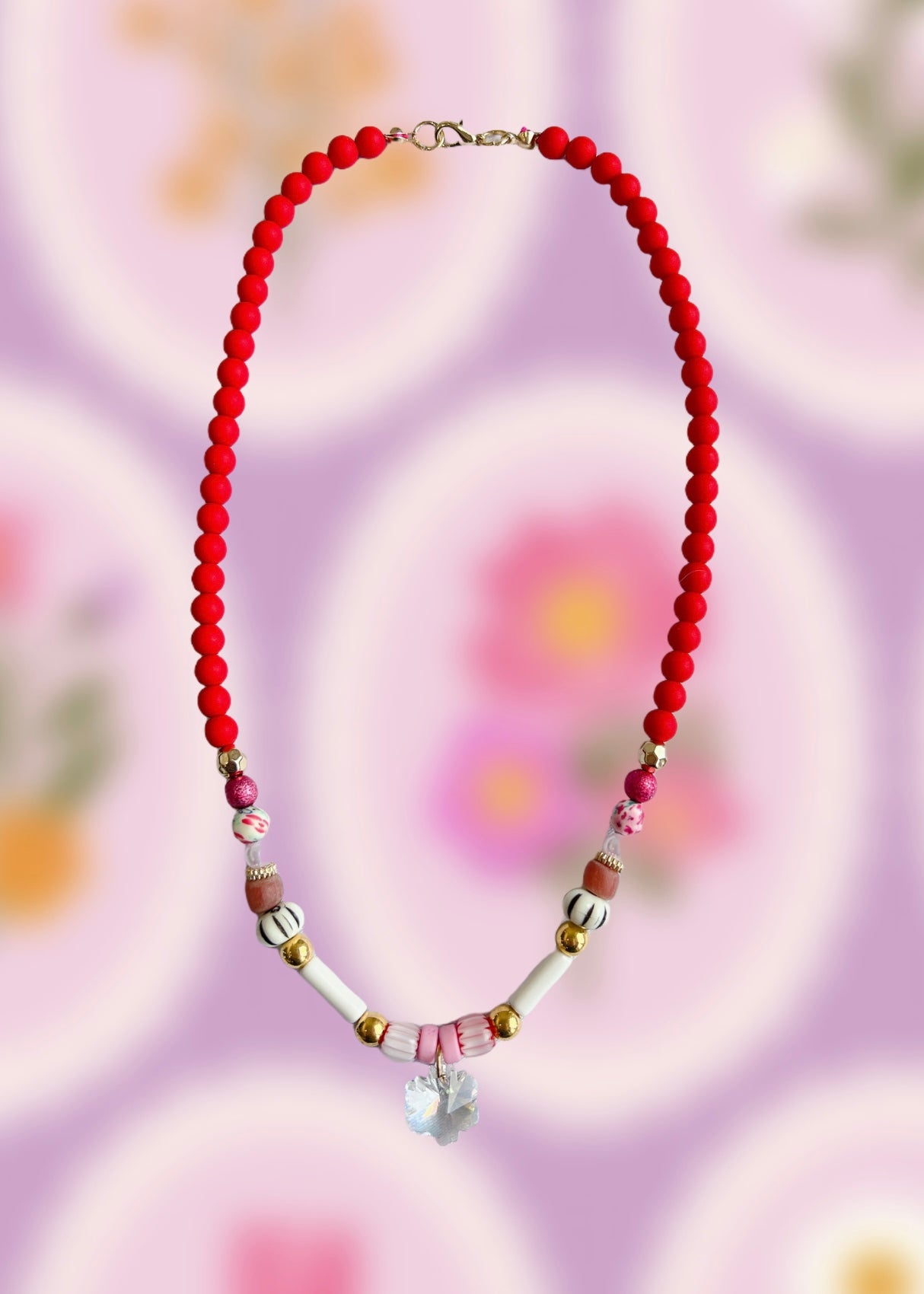 “Girlie Pop” - Beaded Necklace in Red