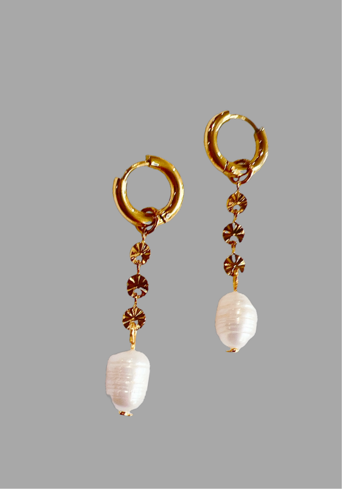 “Meryl” - Dainty Genuine Freshwater Pearls on a Gold Hoop