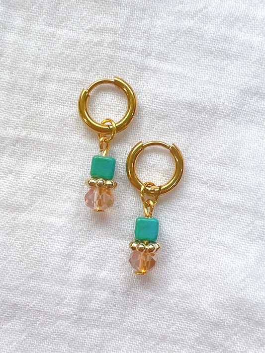 Simple Turquoise & Gold Hoops