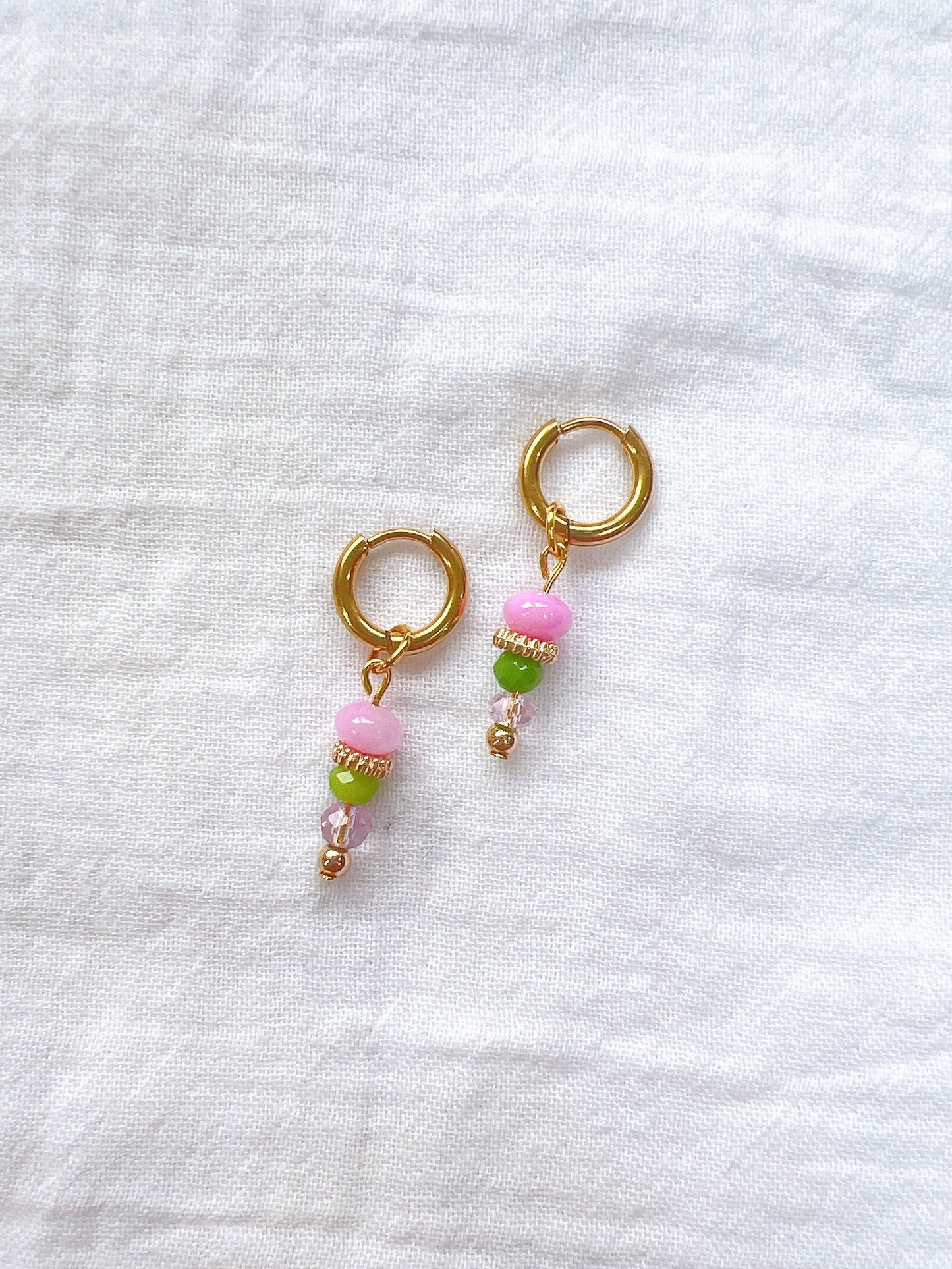 Pink and Green Gold Hoops