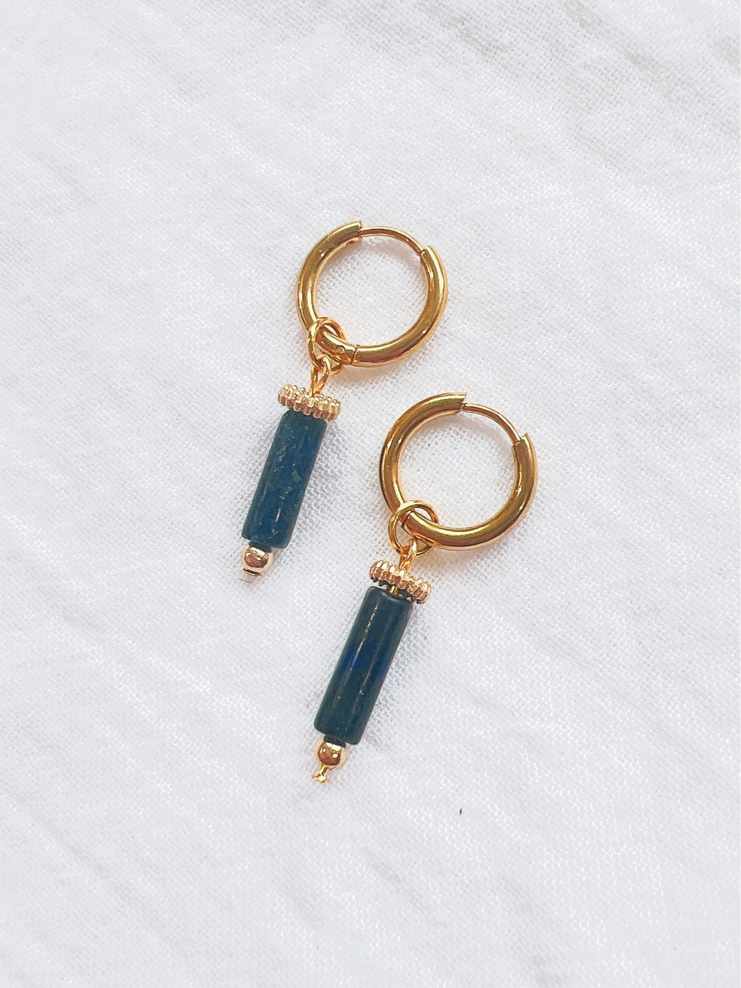 Lapis Lazuli Gold Hoop Earrings