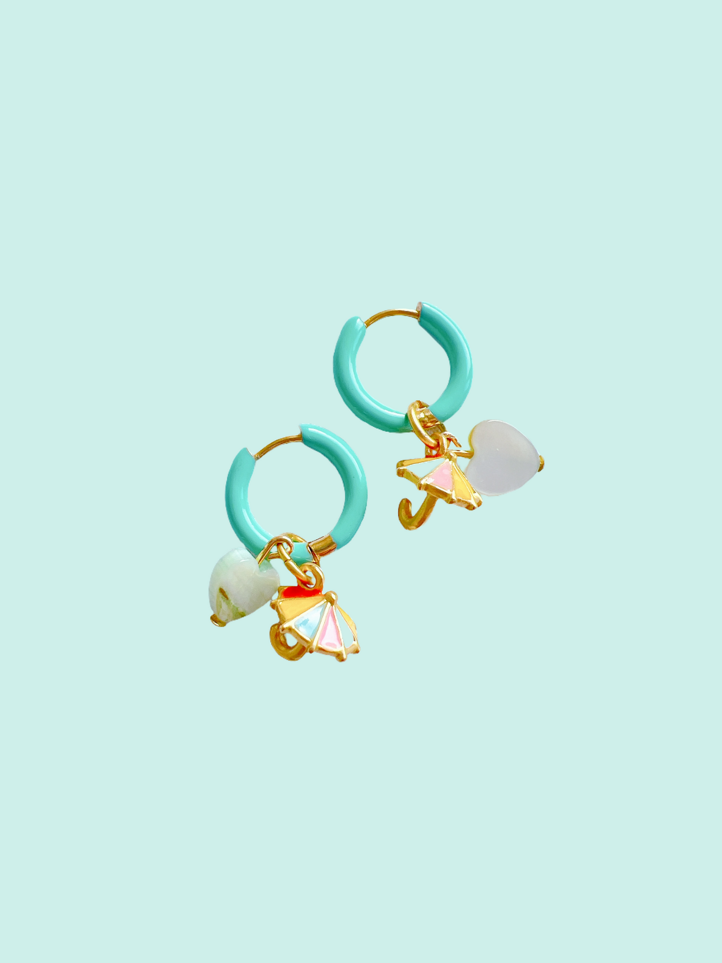 “Under My Umbrella” - Turquoise Hoop Earrings