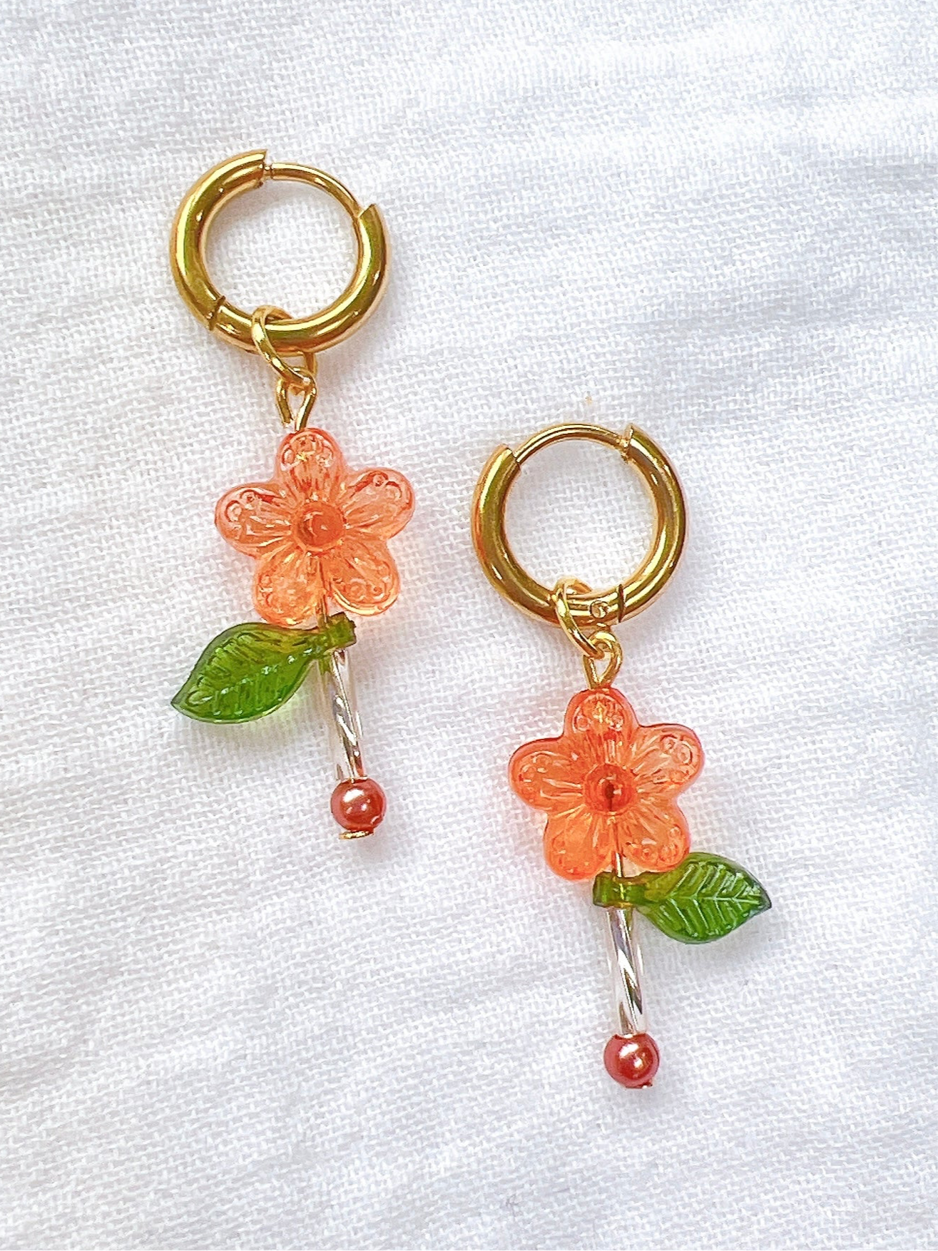 “Bláth” - Orange Flower Hoops