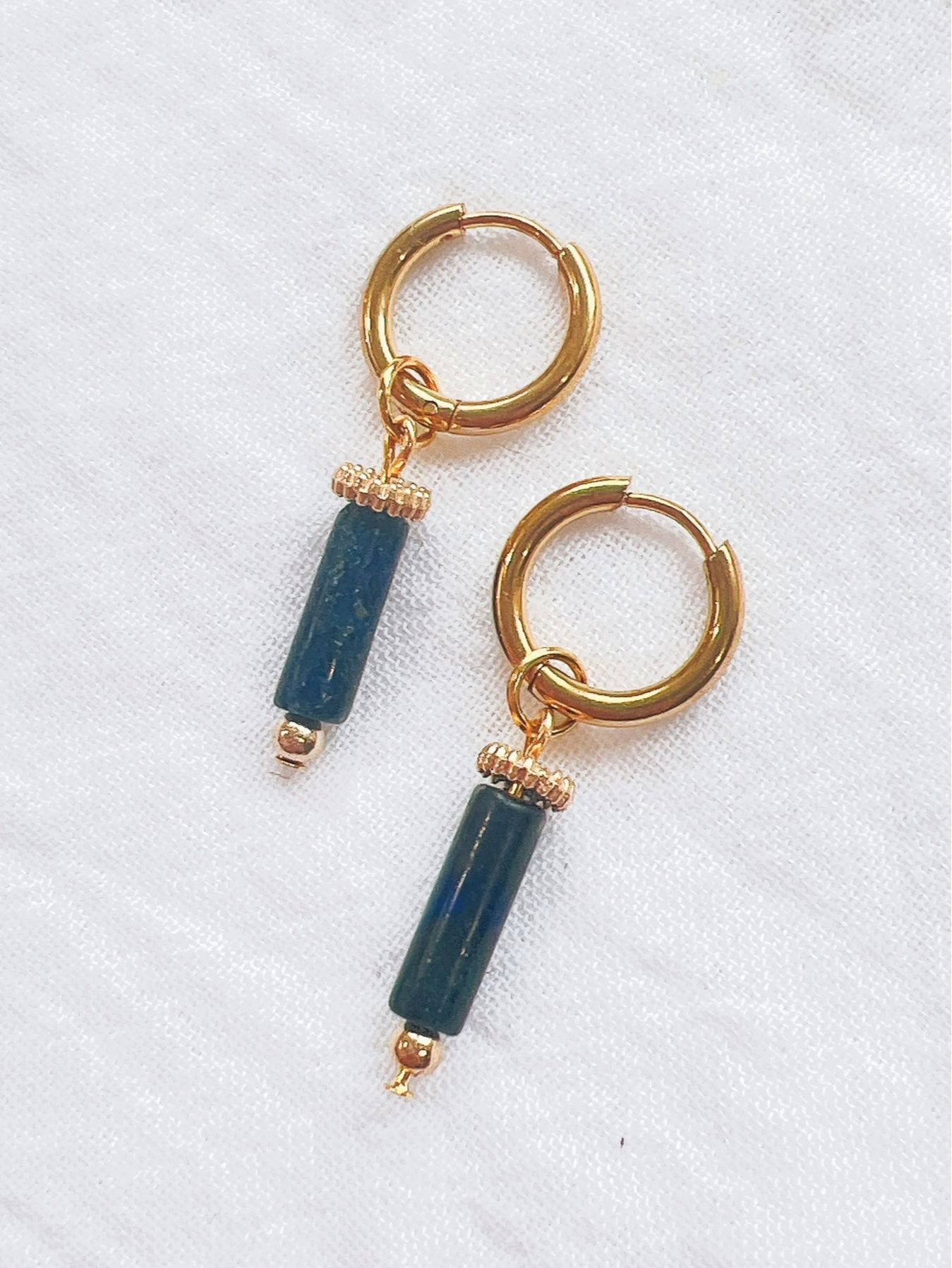 Lapis Lazuli Gold Hoop Earrings