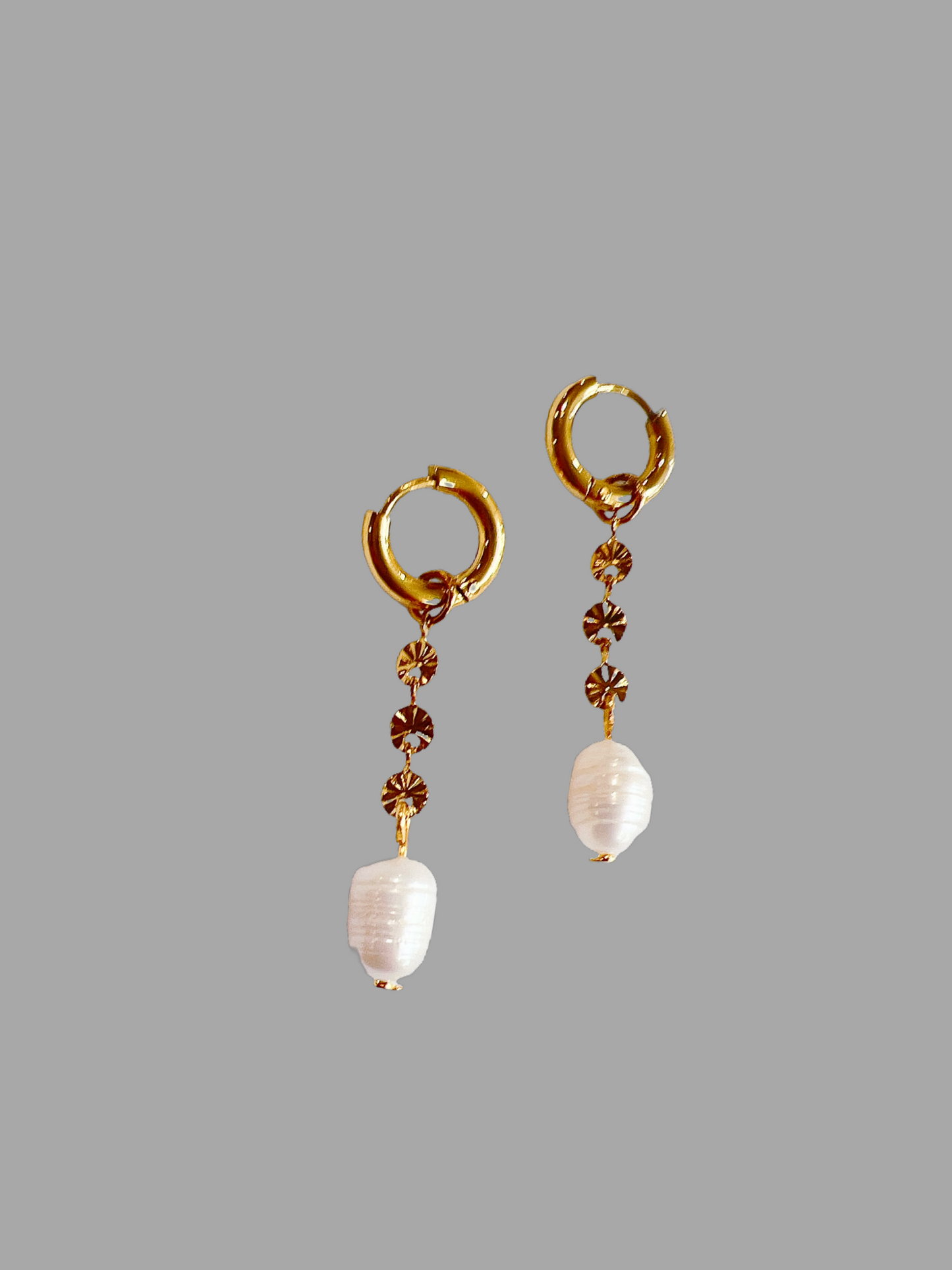 “Meryl” - Dainty Genuine Freshwater Pearls on a Gold Hoop