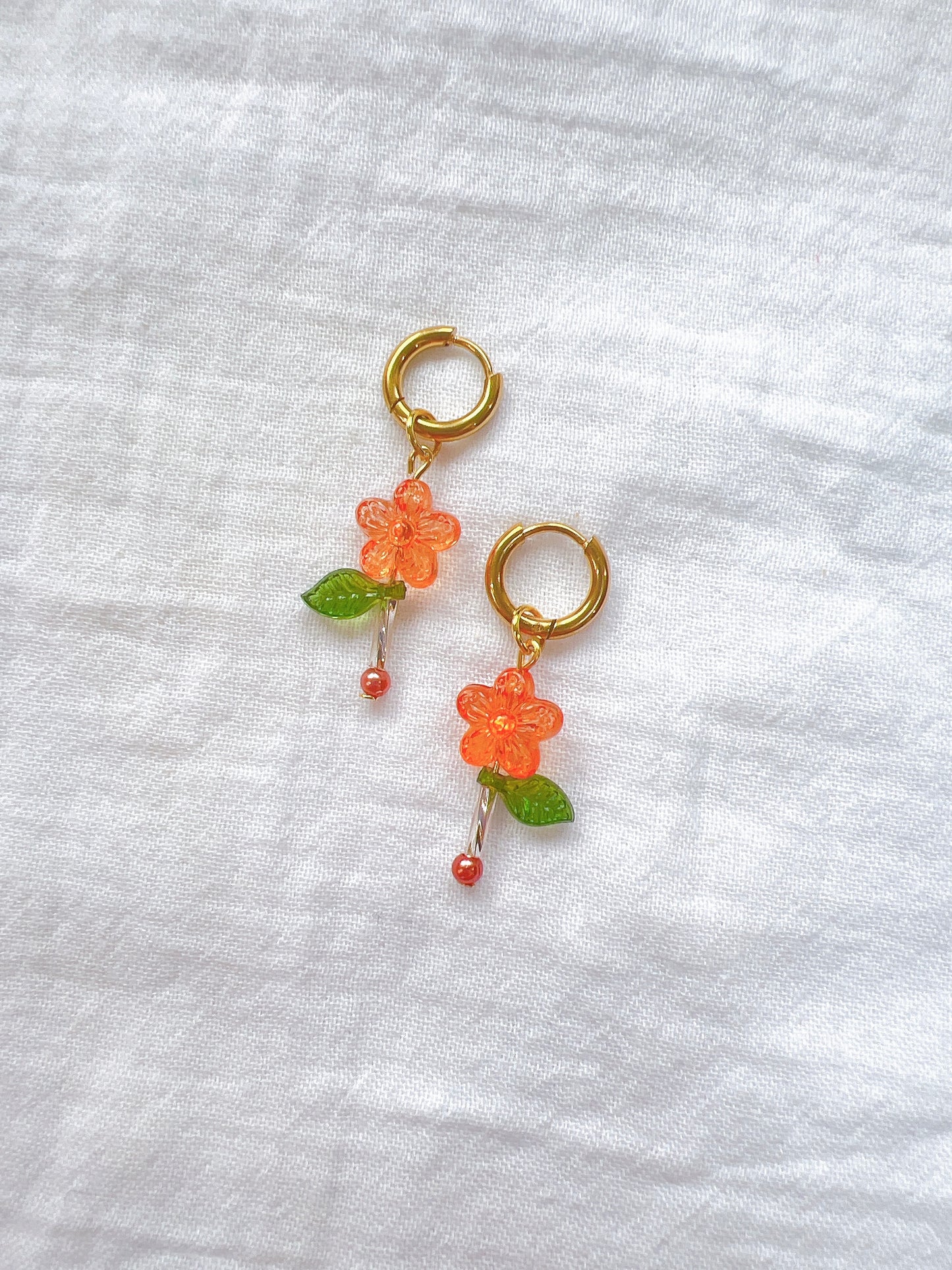 “Bláth” - Orange Flower Hoops