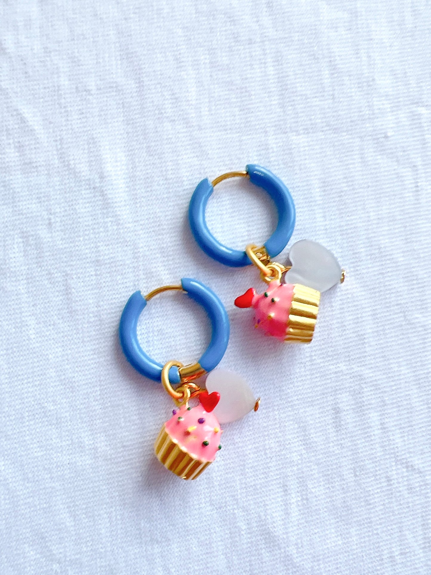 “Let Them Eat Cake” - Blue Hoop Earrings