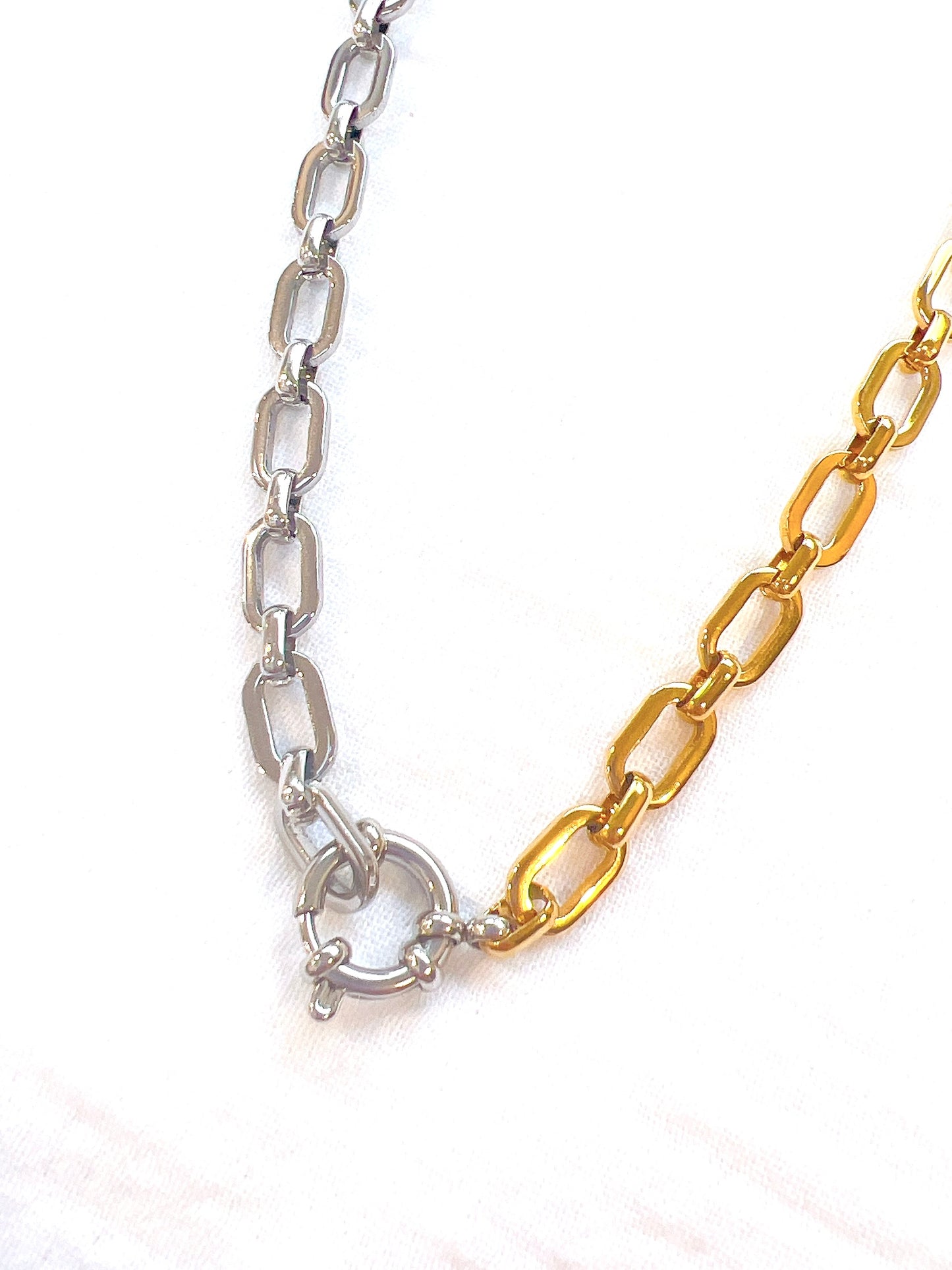 Half and Half Mixed Metal Chunky Chain